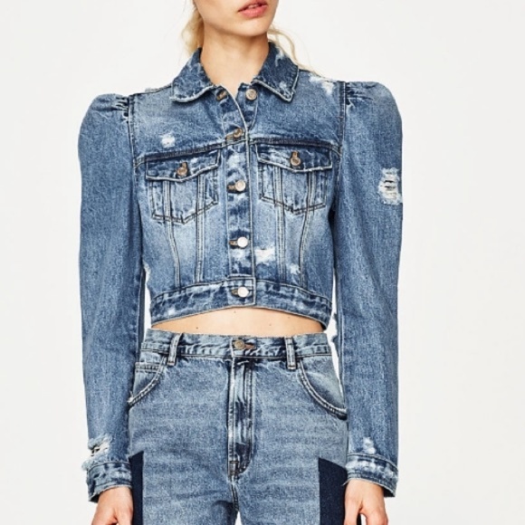 PLEASE sell me a  ZARA puffy shoulder denim jacket - Picture 6 of 11